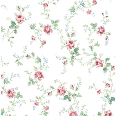 Meadow Floral Trail Blush & Spearmint Wallpaper